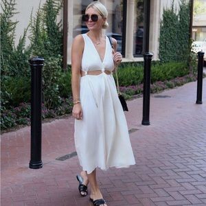 Farm Rio Knotted Cut-Out Midi Dress